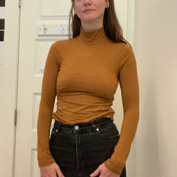 Frank & Oak Mustard Yellow Slim Turtleneck - Picture 1 of 2